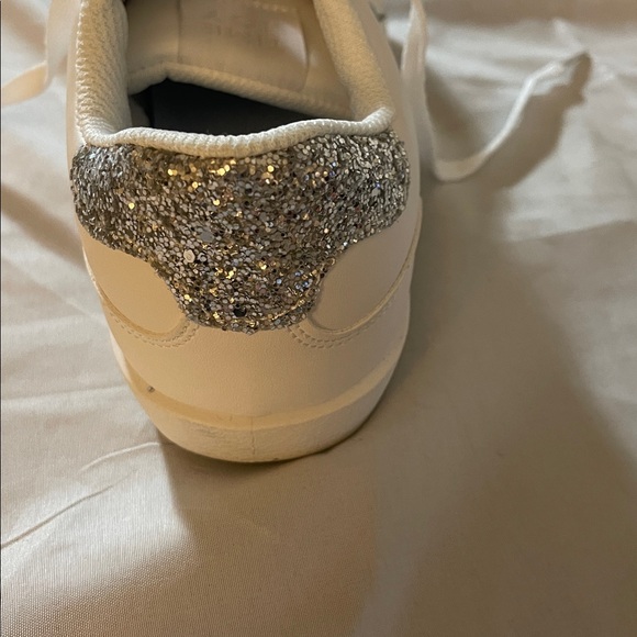 White Athletic Sneakers with Silver Glitter Star - Picture 6 of 8